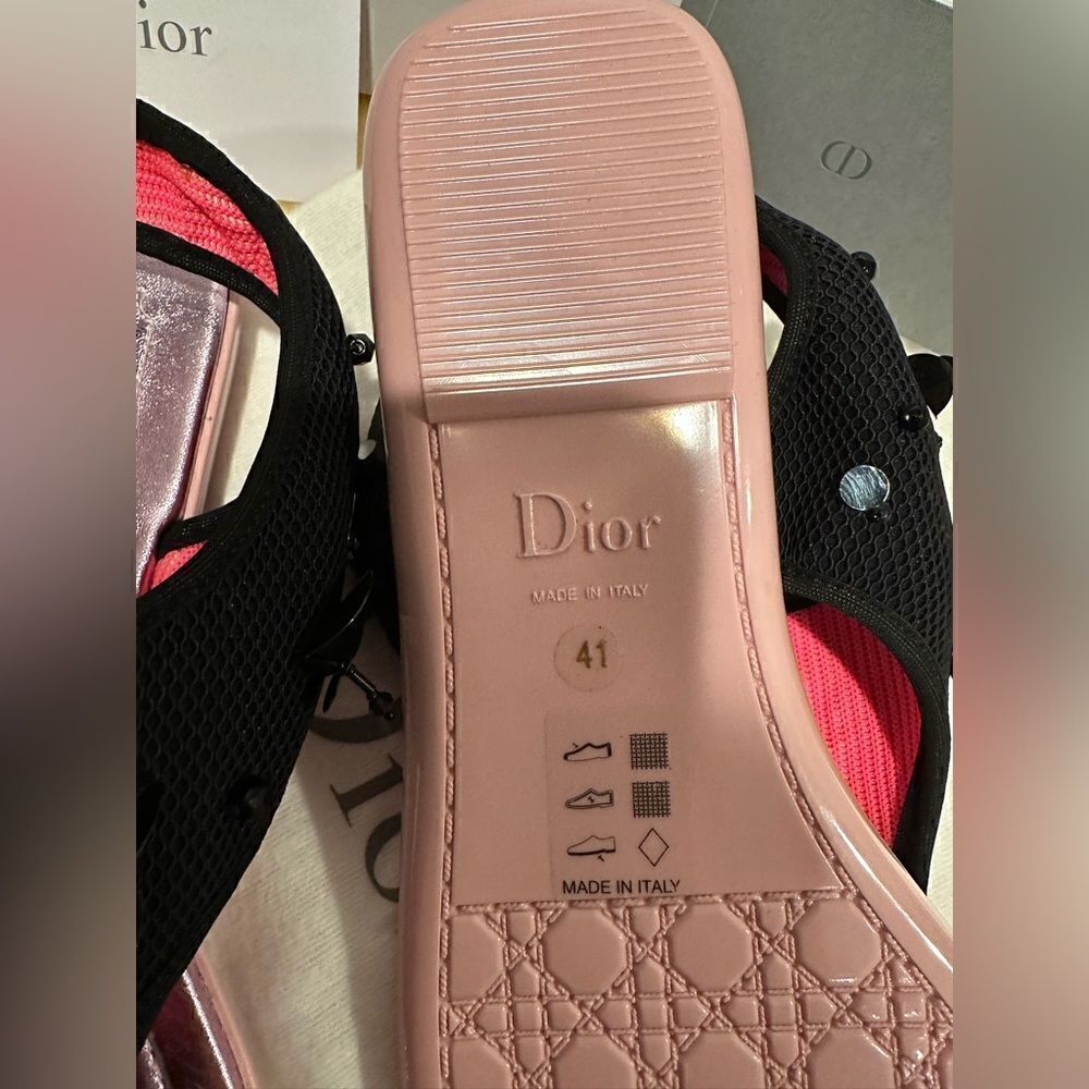 Christian Dior black nylon printed T-strap sandals size 41, NWT - Picture 7 of 10